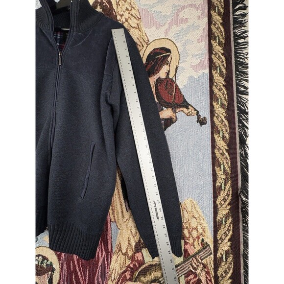 Six Lincoln New York Blue Men’s Sweater Size Large Blanket Lined Zip Up Soft - Picture 6 of 8